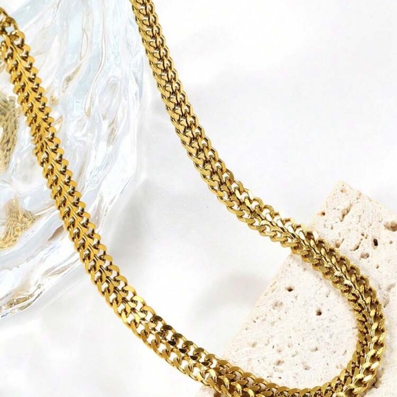 Gold Plated Stainless Steel Cuban Link Chain Necklace 5mm - Picture 3 of 3